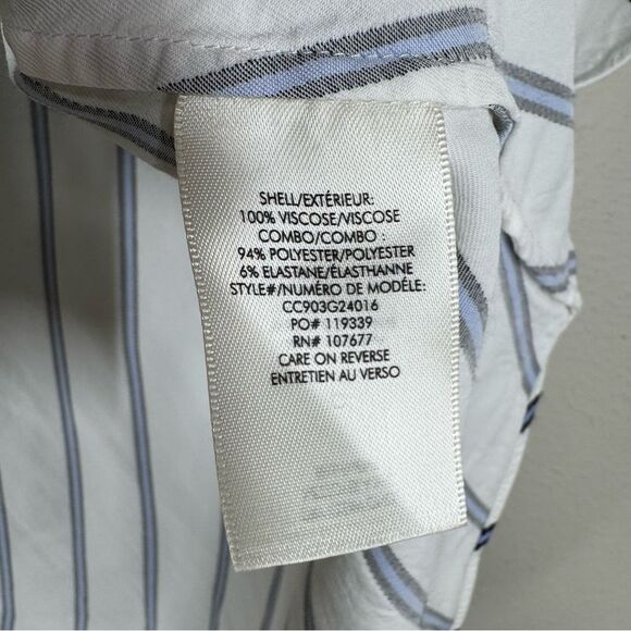 Alice + Olivia Edyth Striped Ruffle Top Button Front Blouse Oversized Medium - Picture 9 of 10